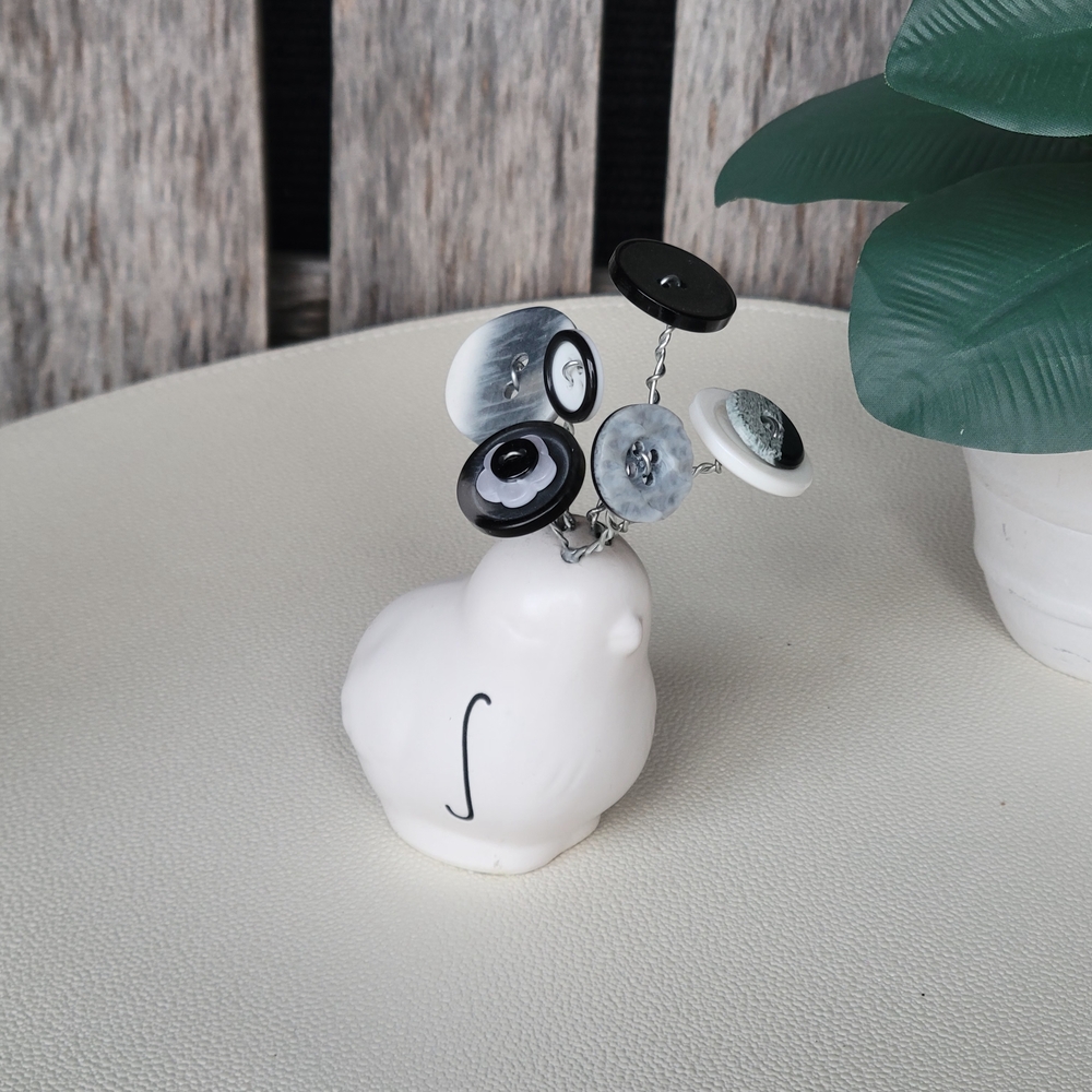 White Ceramic Rae Dunn Bird with Button Flower Accents - Picture 6 of 11